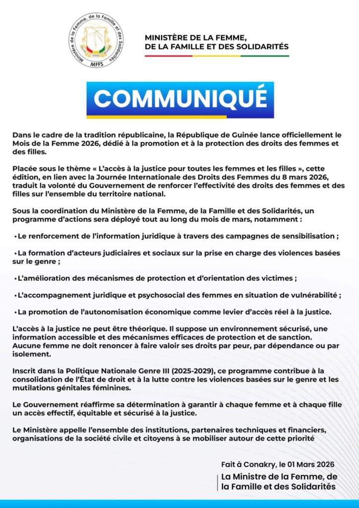 646121364_968233455528748_4838698922572831908_n-724x1024 Guinée : lancement officiel du Mois de la Femme 2026 placé sous le signe de l’accès à la justice
